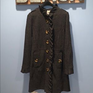 Luii Gray Wool Ruffle Coat